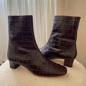 DOEN NOAH Boots, Leather Burgundy Croc - Size 40.5